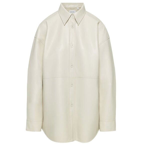 Aritzia Babaton Pelli Off-White Faux Leather Shacket Shirt Jacket Small - Picture 1 of 15
